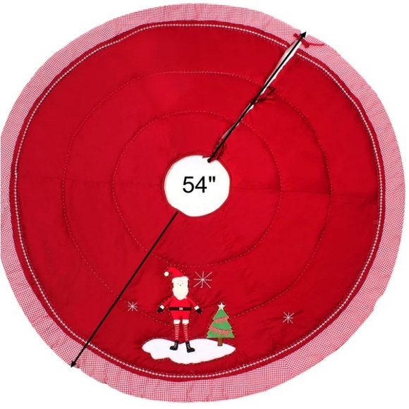 Santa Christmas Quilted Cotton Tree Skirt|Xmas Tree Bottom Decoration,54" Large - Picture 2 of 9